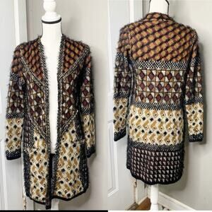 BCBGMAXAZRIA eyelash multicolor open duster chain sweater cardigan size‎ small